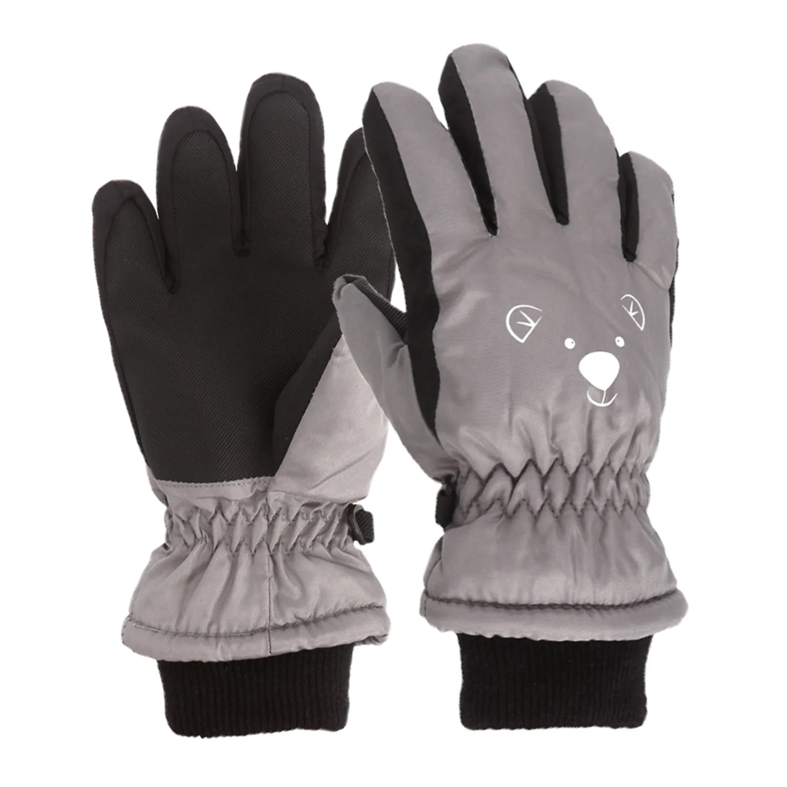 Stretch Gloves Kids Green Winter Warm Gloves Outdoor Kids Boys Girls Snow Skating Snowboarding Windproof Print Ski Gloves Girl