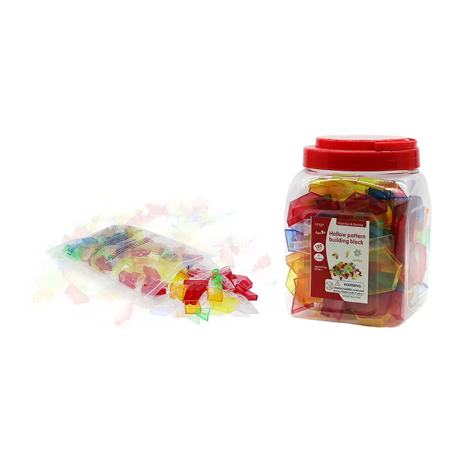 

180x Transparent Pattern Blocks Educational Toys for Kids Preschoolers