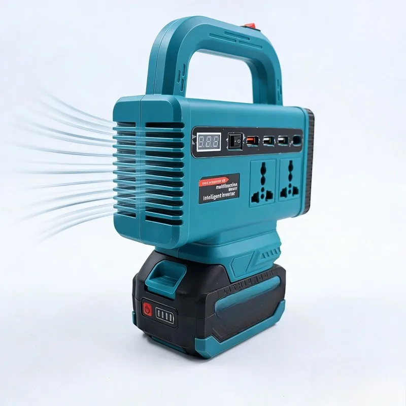 Inverter LED Multifunzionale Portatile Compatibile con Batterie Li-ion 18V Makita/Milwaukee con Porta USB Type-C - immagine 2