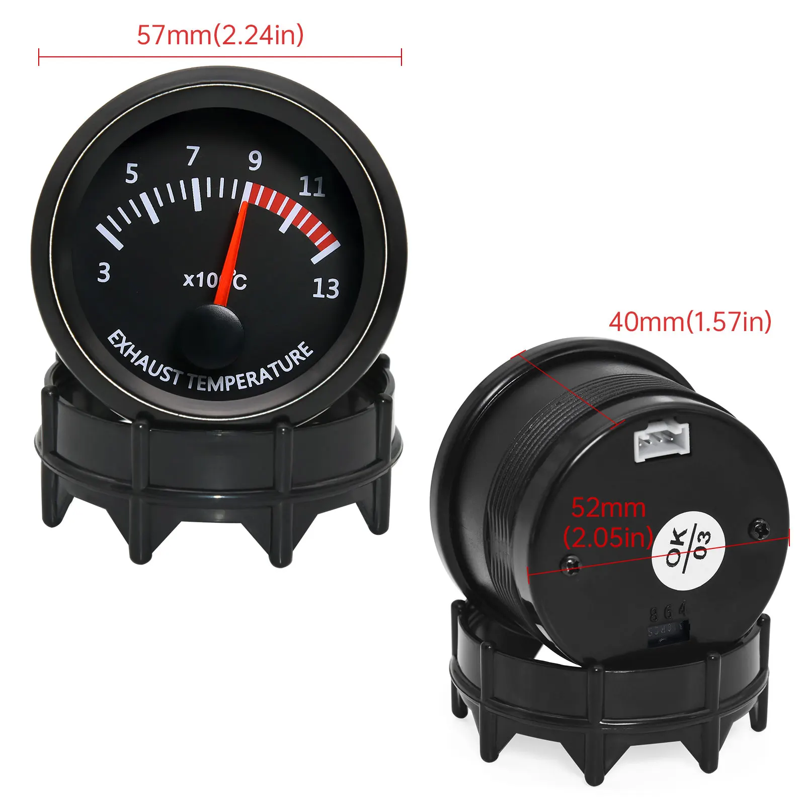 Car Auto Exhaust Temp Gauge 300~1300 Celsius 12V 52mm 2" Universal Exhaust Gas Temp Gauge Ext Meter EGT With Sensor car gauge exhaust temperature sensor