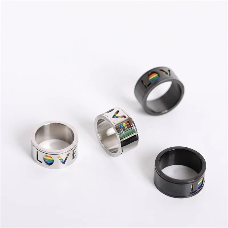

Love is Love Rainbow Ring Turnable LGBT Pride Rings