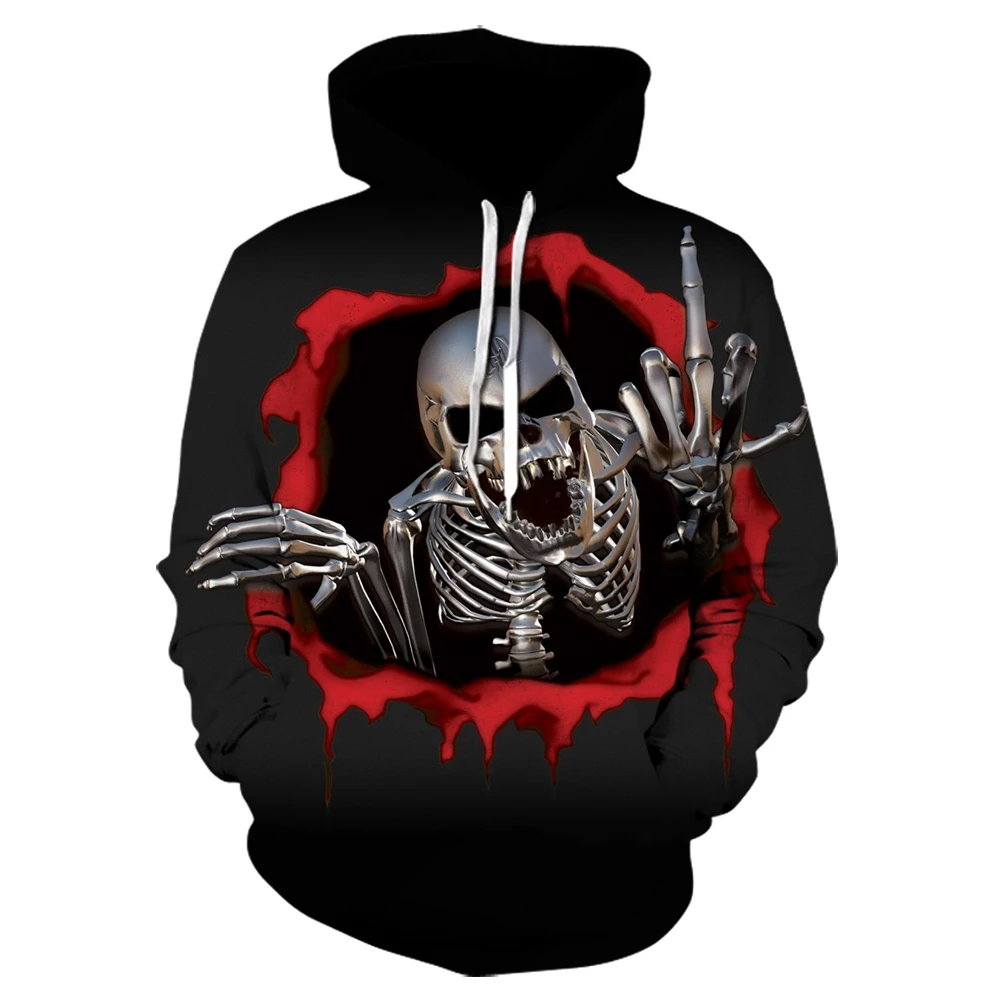 

Novo moletom com capuz masculino camisola de metal crânio 3d impressão funnyhip hop hoodie gótico do punk crânios com capuz outo