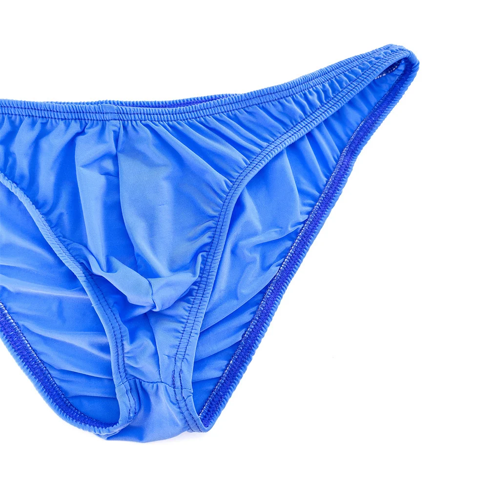 Solid Color Nylon Briefs Men Big Bulge Sexy Underwear Translucent