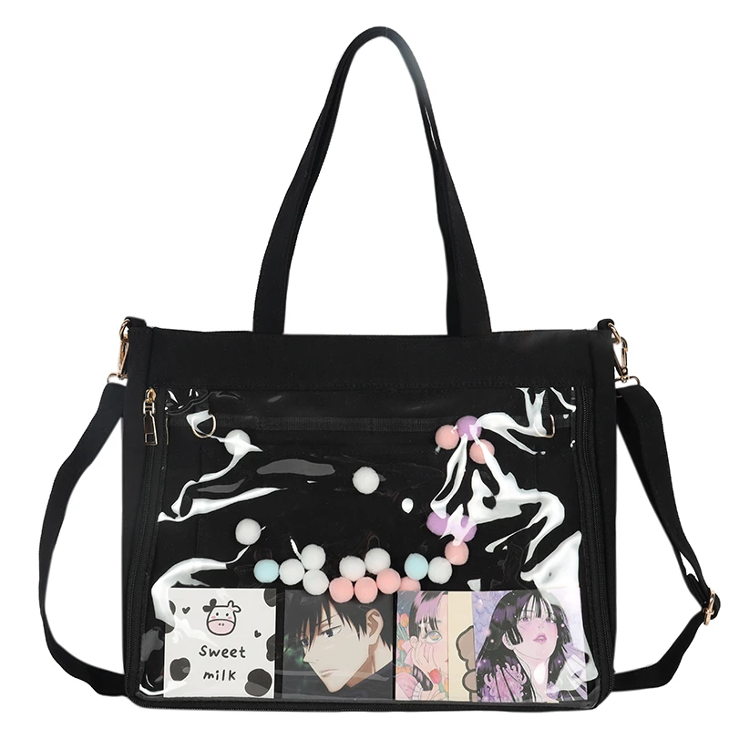 Ita Bag with Insert Plate Double Straps Women Crossbody Kawaii Clear Bag Black Blue Transparent Girls Itabag Shoulder Bags H235 