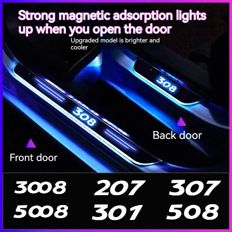 

For Peugeot 208 308 408 508 301 206 207 307 2008 3008 RCZ Car Wireless LED Welcome Pedal Threshold Light passage Atmosphere lamp