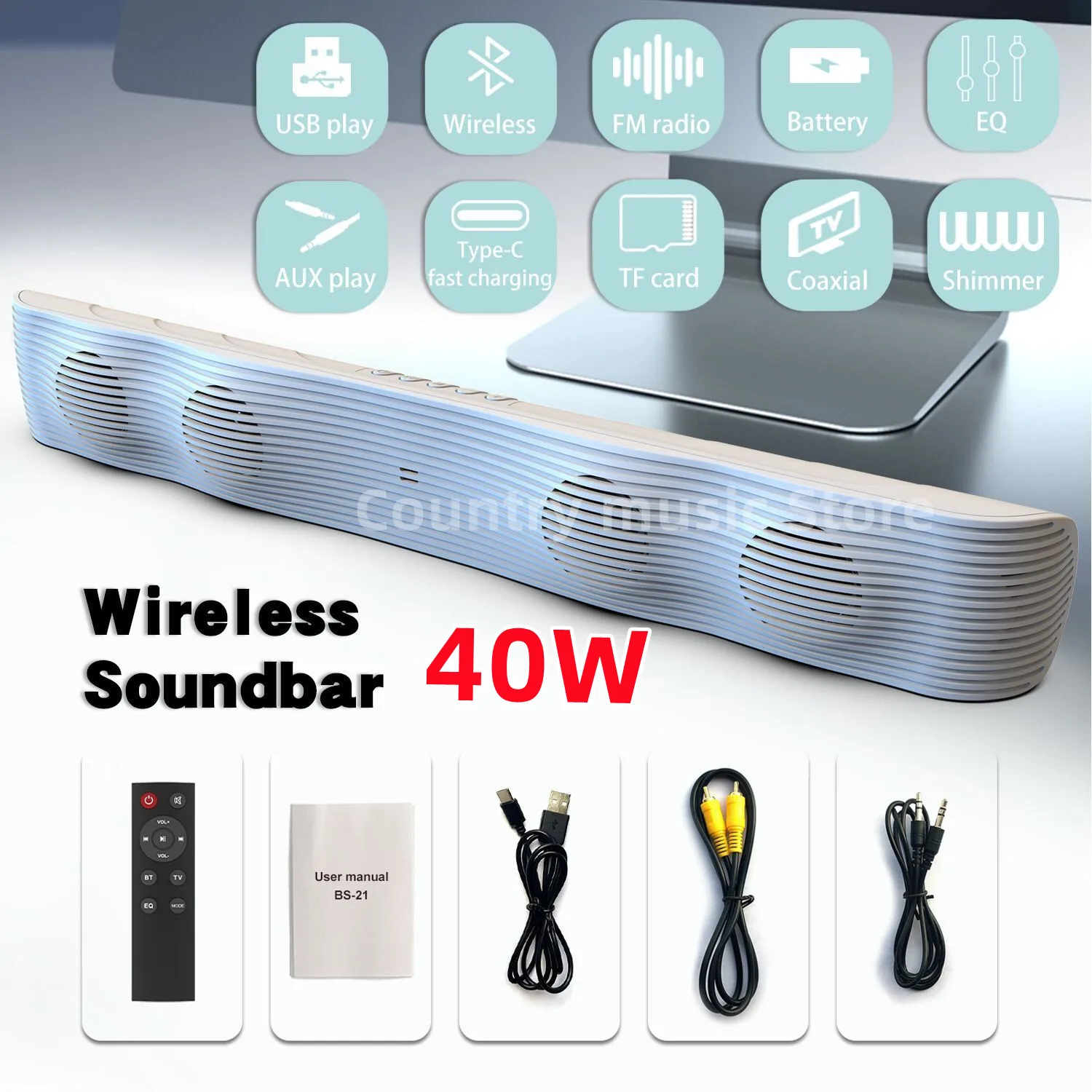 Home theater HIFI Portable Wireless Bluetooth Speakers column Stereo Bass Sound bar FM Radio USB Subwoofer for Computer TV Phone