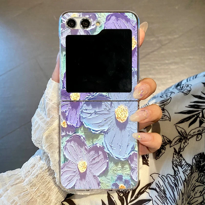 Relief Flower Pattern Clear Folding Phone Case