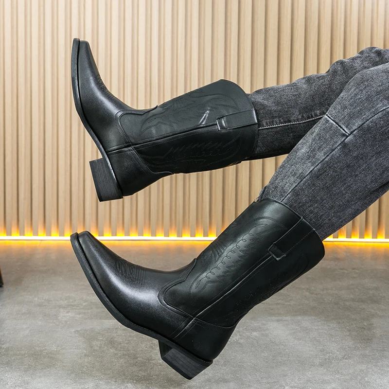 English Style Men's Chelsea Boots Pointed Tips Trendy Brown Work Boots High-end Banquet Dress Boots for Men‘s Free Delivery