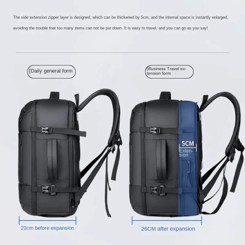 New Large-Capacity Men's Business Travel Backpack Expandable USB Handheld Dual-use Shoulder Bag 17- Inch Waterproof Computer Bag