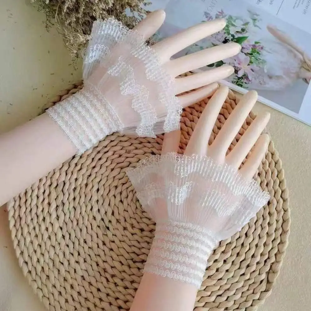 Lace garment accessories 1Pair Sweater Decorative Scar Cover Arm Cover Lace Cuffs Detachable Sleeve Cuffs Fake Sleeve Ruffles Elbow
