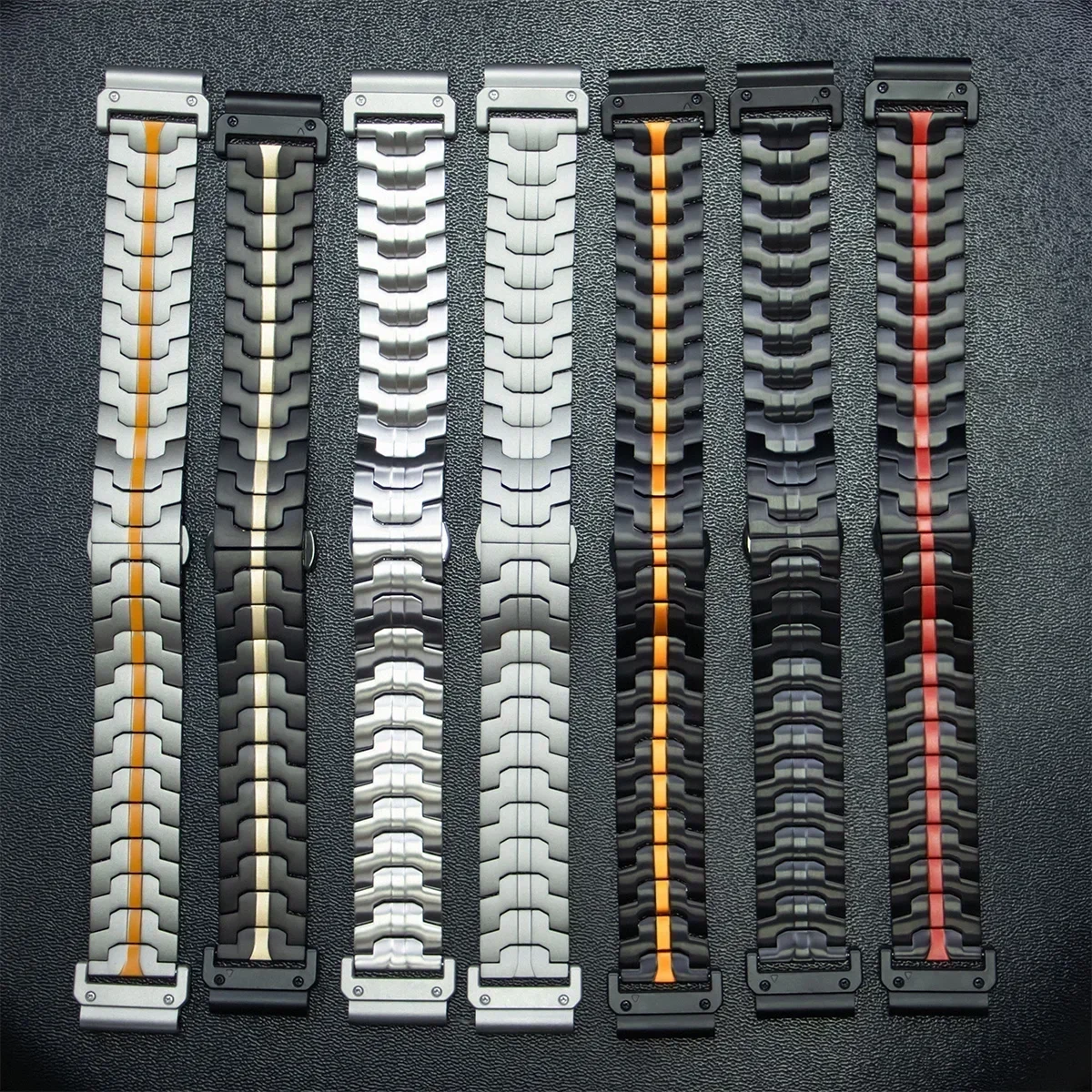 Premium Titanium Color Stainless Steel QuickFit Metal Watch Strap Replacement