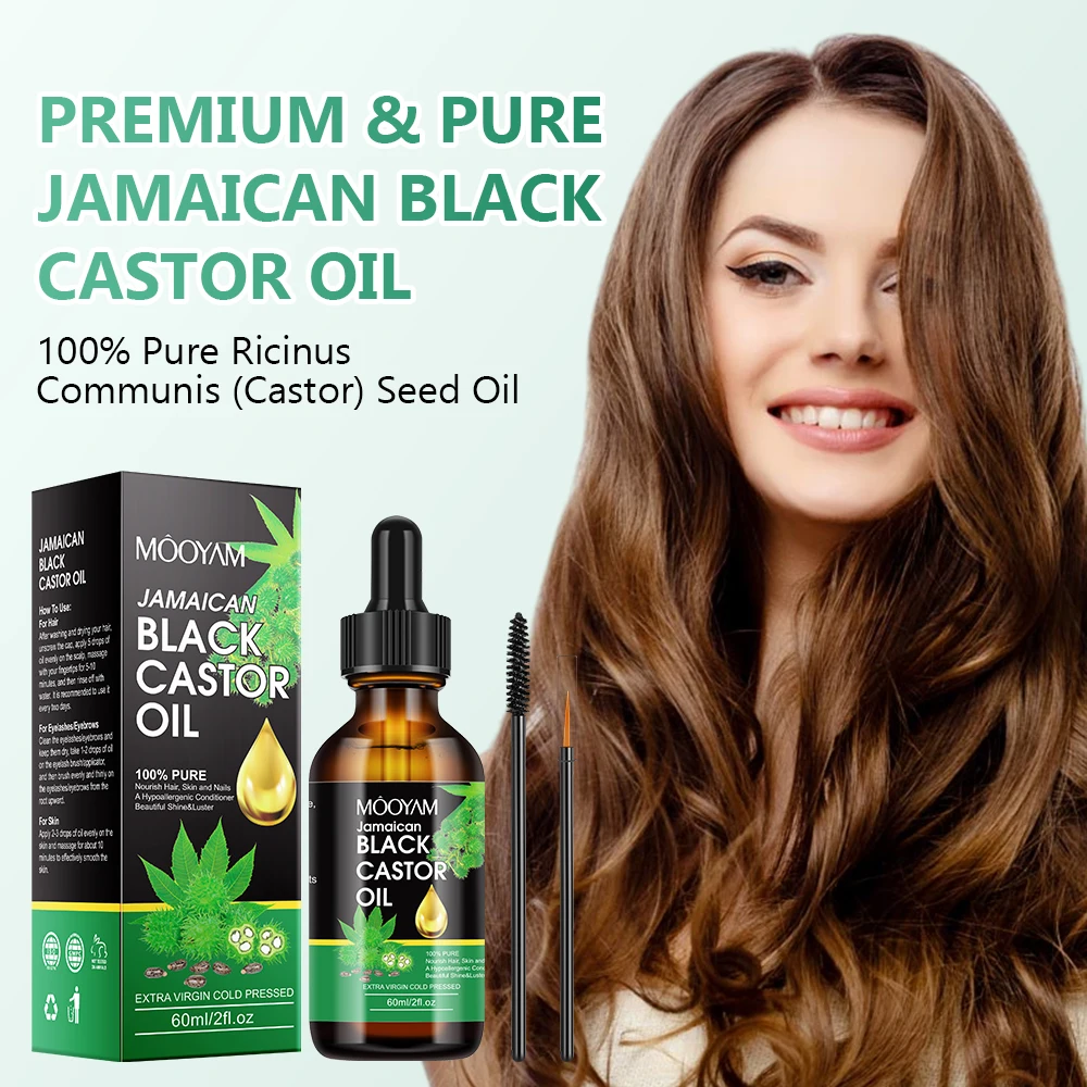 

60Ml Pure Jamaican Black Castor Essential Oil Scalp Hair Strengthening Oil Infused Biotin And Encourages Growth Hair Oil