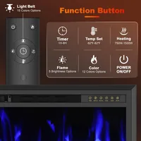 Electric Fireplace-50 Inch Fireplace Heater and Linear Fireplace W 15 Belt Light Colors-Fireplace Insert W 5100 BTU Heat Output 2