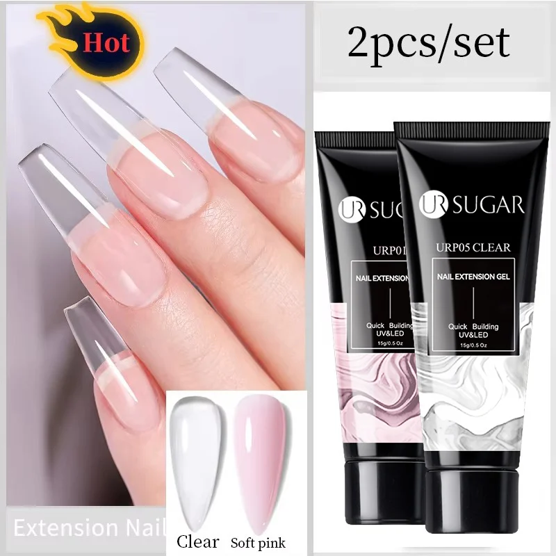 15ml Nail Extension Soak-Off UV LED Gel in Crystal White, Clear Nude Finish