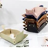 Cute Cat Shape Leather Storage Tray Dice Box Coin Desktop Jewelry Box Makeup Key Tray DIY Household Folding Tray Storage Case 4