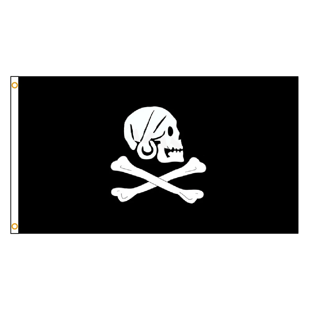 90X150Cm Bandiera Pirata Di Blackbeard Pirate Fish Flag Per La Decorazione