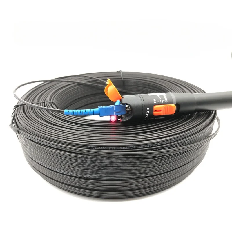 Fiber optic cable for outdoor, Drop Cable, 200 meters, 1 core, 3 Steel, single mode, simplex, FC, SC, LC, UPC, APC