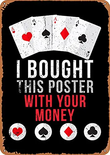 

Poker Poster Casino Vintage Look Metal Sign Patent Art Prints Retro Gift 8x12 Inch