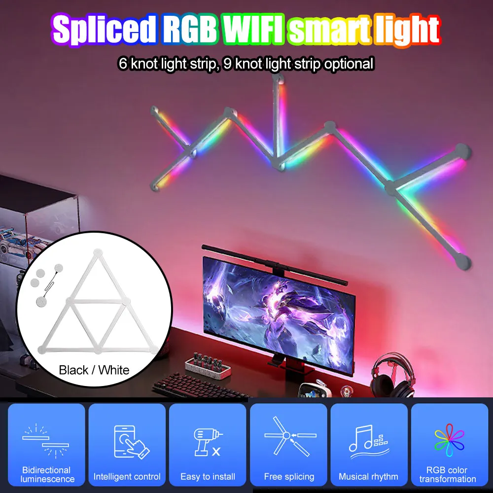 

Splicing RGBIC LED Ambiance Night Light Smart APP Music Rhythm Backlight Quantum Light DIY Indoor Wall Decorate Atmosphere Light