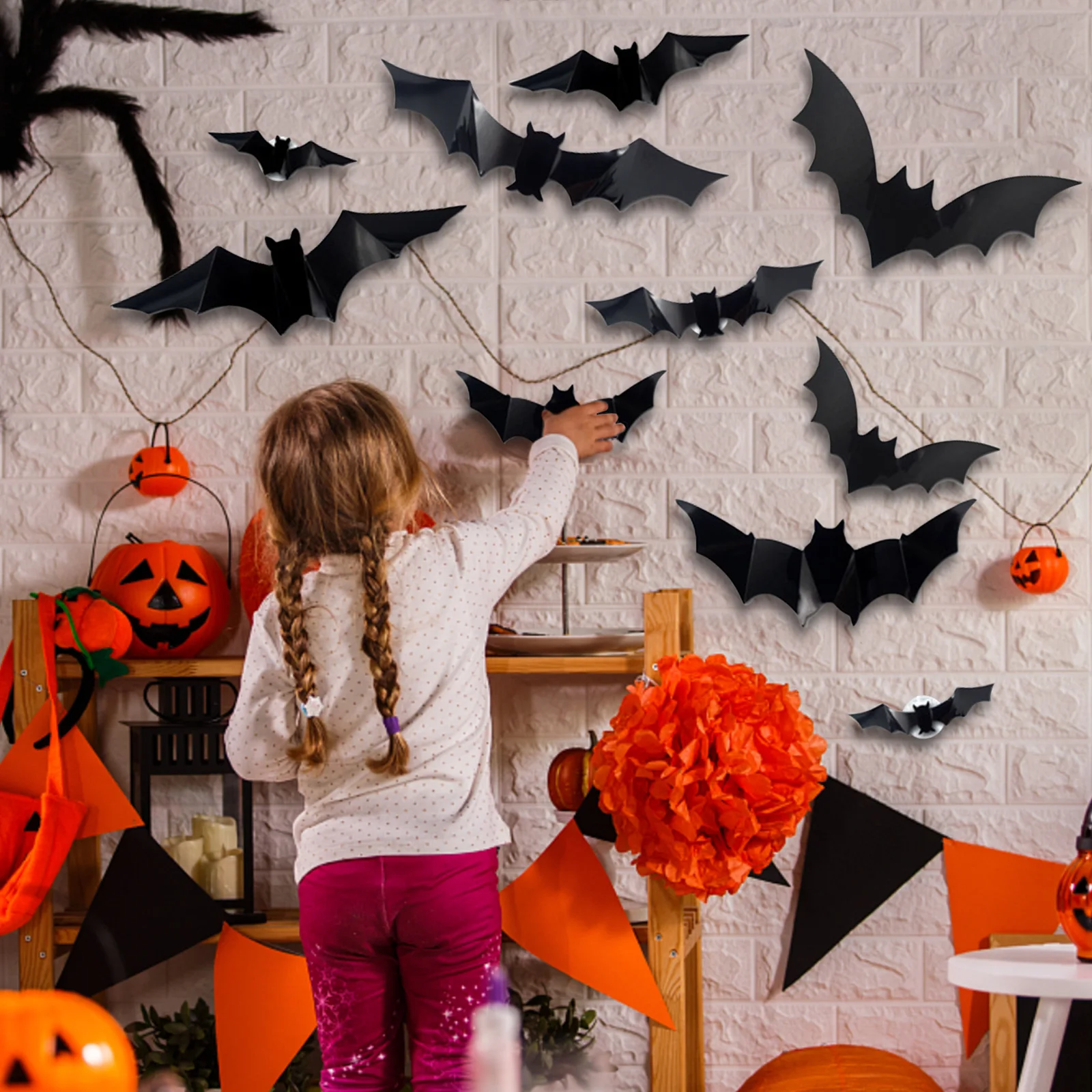 12-60Pack LED Bats Light Wall Decor Realistic PVC 3D Bats Sticker Lights for Home Indoor Outdoor Halloween Party Wall Decoration