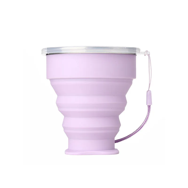 Compact 200ml Silicone Folding Water Cup with Lid - Portable and Heat Resistant