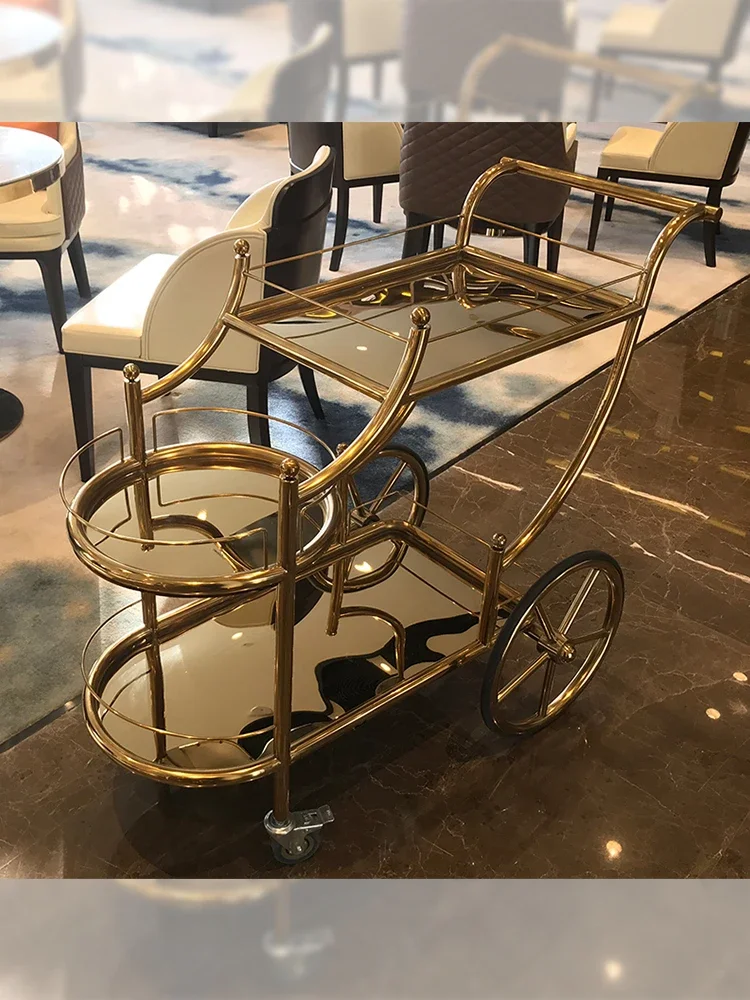 Dining Car Drinks Hotel Restaurant Delivery 4s Mobile Cart Commercial Three-story Drinks Car Tea