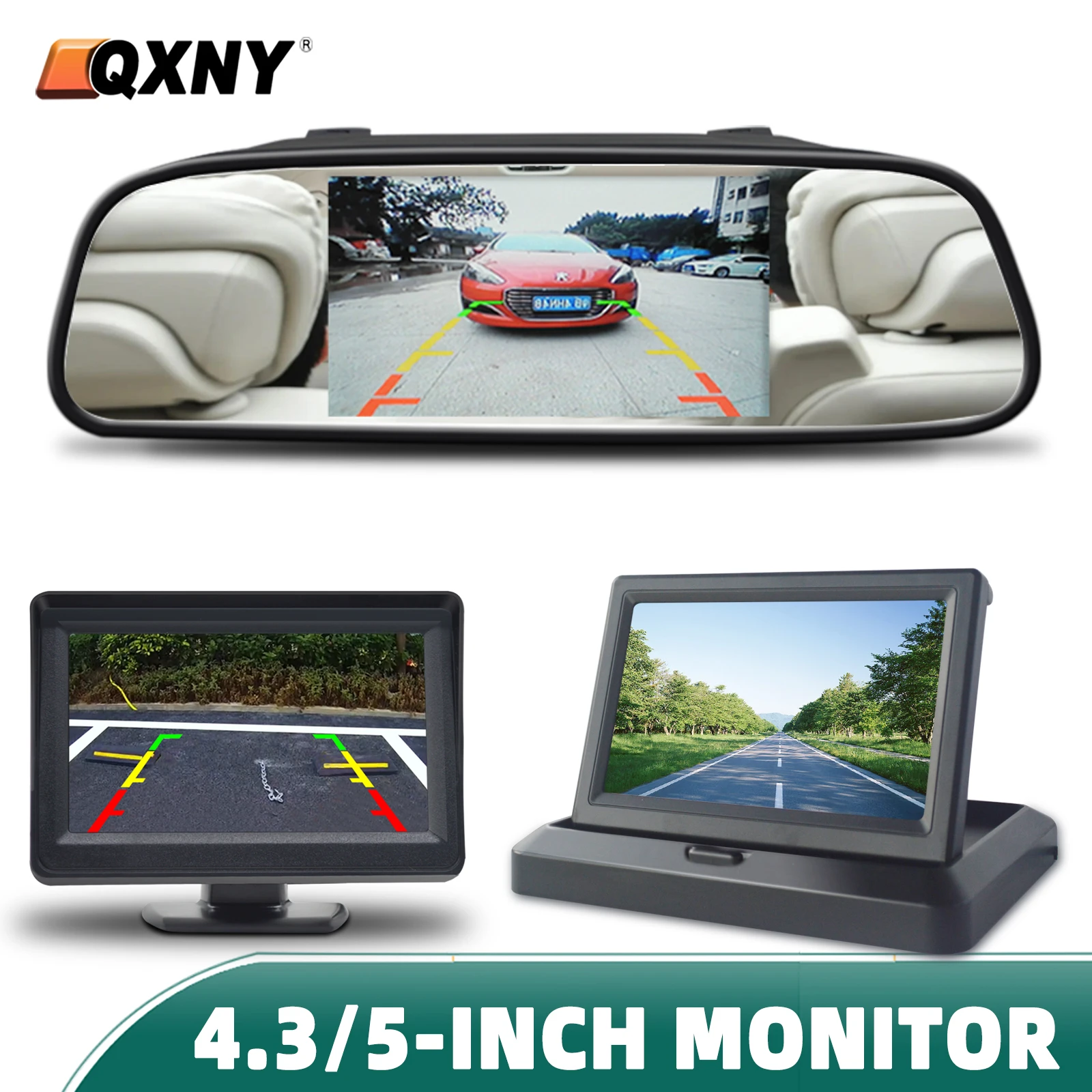 Monitor HD da 4.3/5 Pollici per Auto, Display LCD Pieghevole per Parcheggio, Telecamera di Retromarcia per Veicoli, Camion, Furgoni, Camper - immagine 2