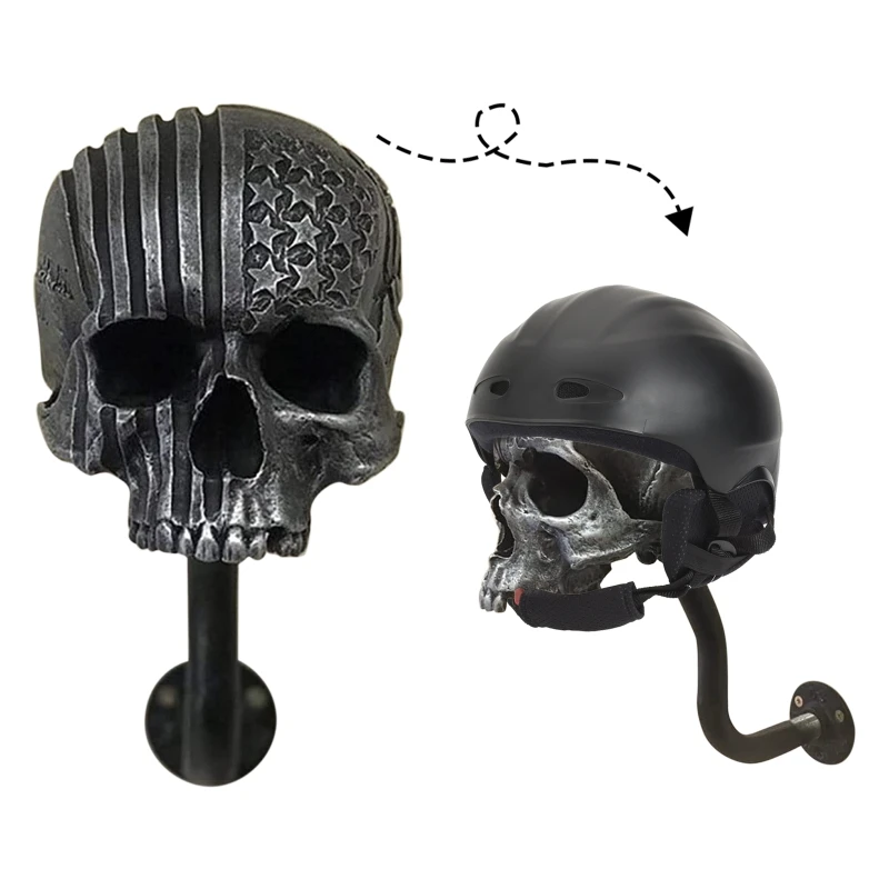 Helm-Wandhalterung, Kleiderständer, Ausstellungsständer, Totenkopf-Helmhalter für Jackenständer – Detail 7
