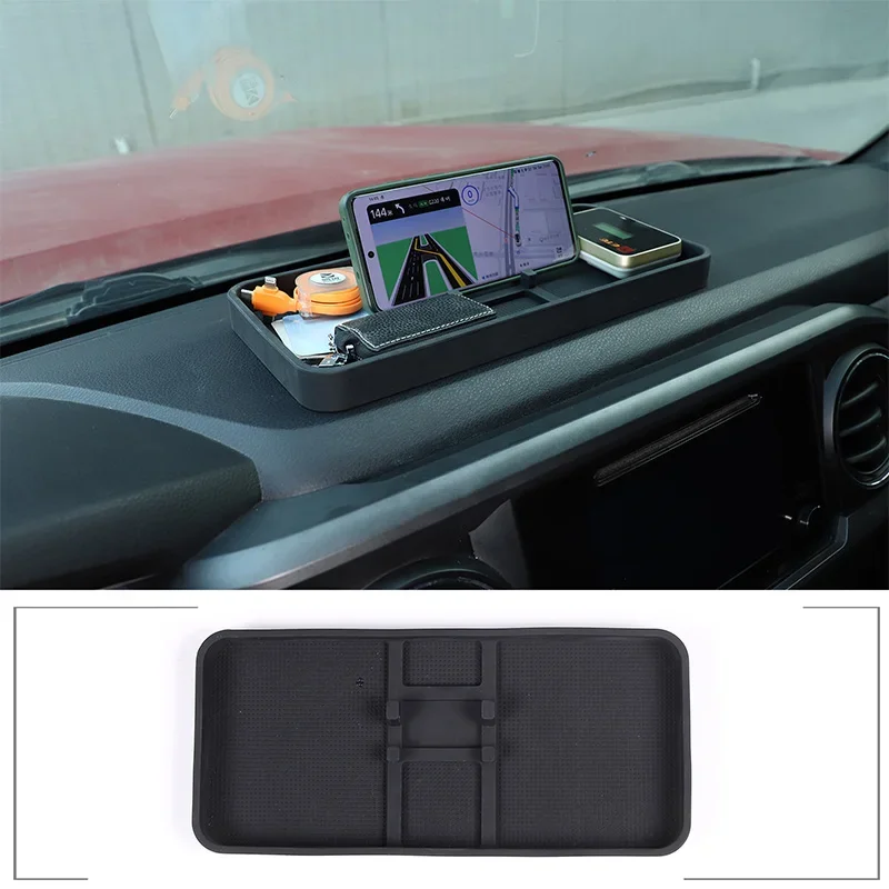 

For Toyota Tacoma 2016-2022 black car dashboard multi-function storage mobile phone anti-slip mat car accessories
