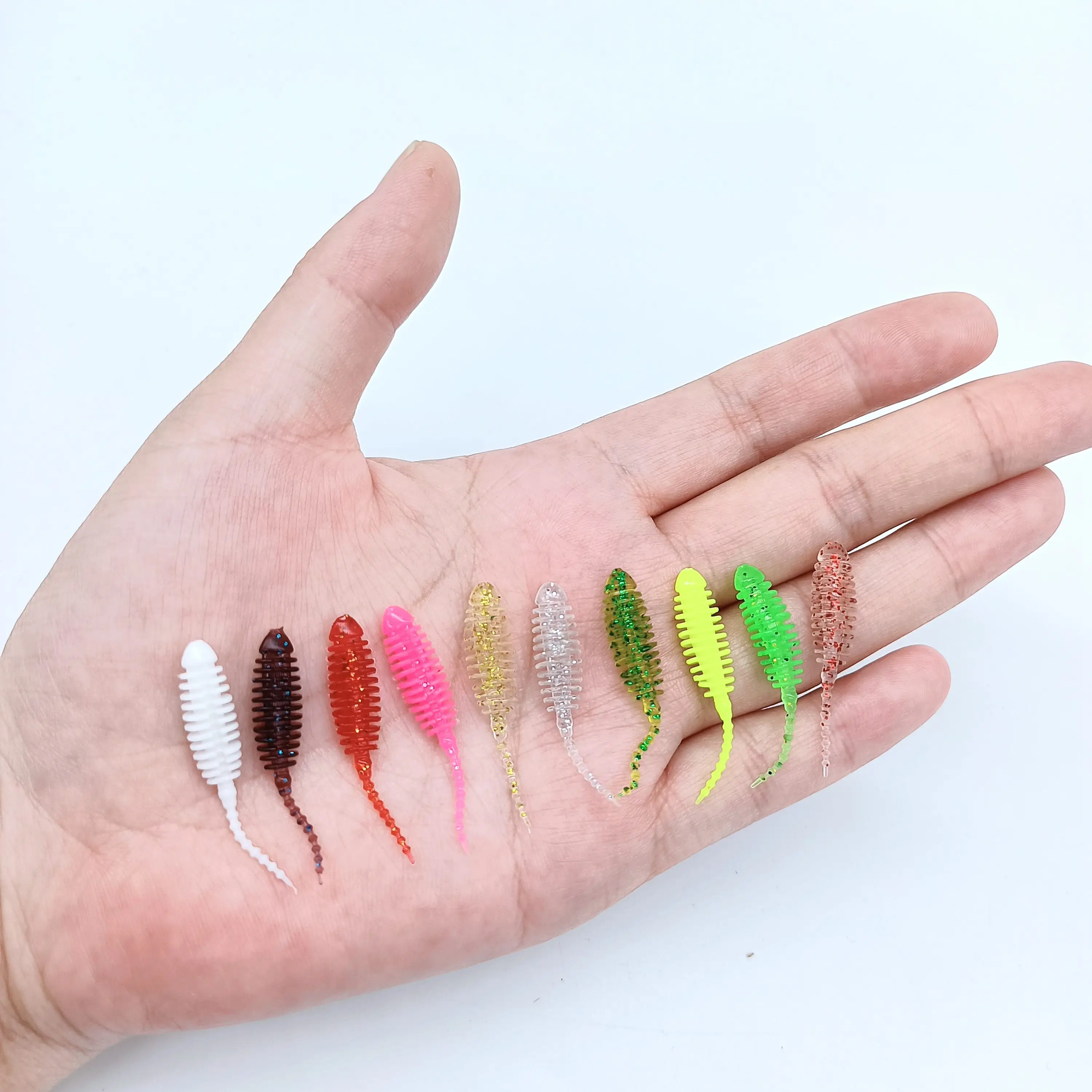 DUODUOYU 10pcs  Mini Ocean Rock Fishing Soft Lures 0.2g/3.5cm Soft Worm Artificial Baits Bass Silicone Bait Fishing Accessories