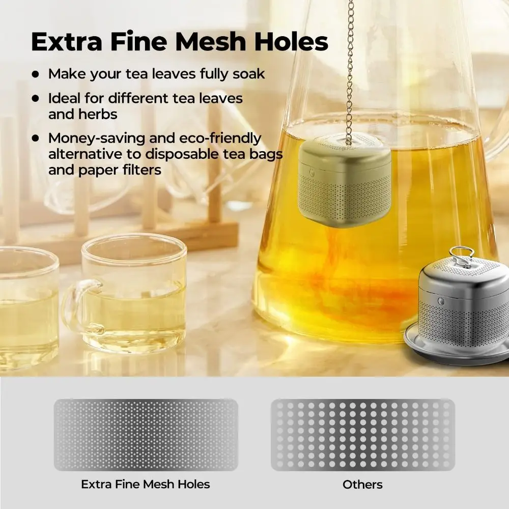 Extended Chain Hook Stainless Steel Tea Infuser Ball Brew Tea Extra Fine Mesh Loose Steeper Mesh Filter Strainer Ball Shape Tea Infuser Tea Strainer Tea Filter