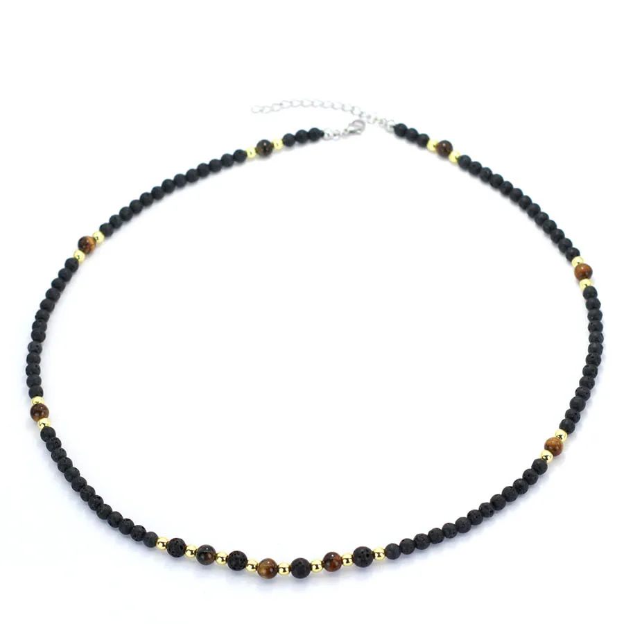Stilvolle Naturstein-Halskette für Männer, handgefertigt, 53,2 cm langer Kragen, lichtbeständiger Hämatit-Stein, Heilungshals-Accessoires für Männer – Detail 11