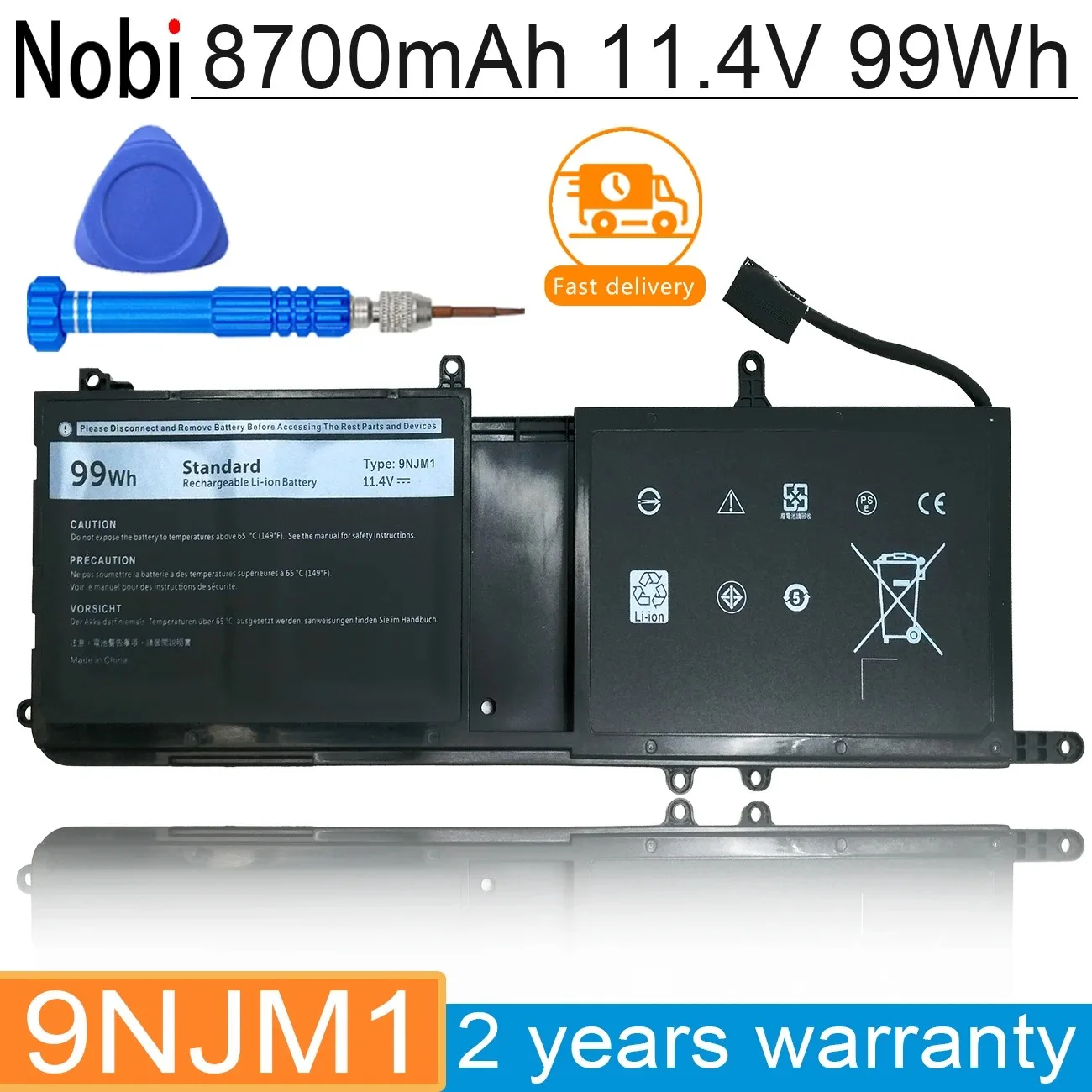 Аккумулятор NOBI 9NJM1 8684 мАч для ноутбука DELL Alienware 15 R3 R4 17 R4 R5 Series P31E P69F 44T2R HF250 MG2YH 11,4 в 99 Втч