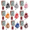 Fluffy Bunny Trinket Key Chain Charm Fur Cute Fluffy Bunny Keychain Lovely Keyring Pendant Fluffy Fur Pompon Bunny Doll Pendant 3