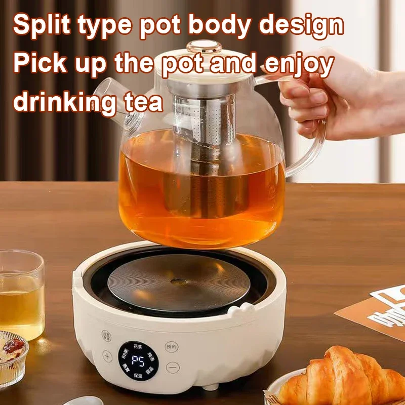 Multifunction Automatic Glass Flower Teapot Electric Kettle Insulated Health Cup Steam Tea Boiler Heating Stove Coffee Mug Plate