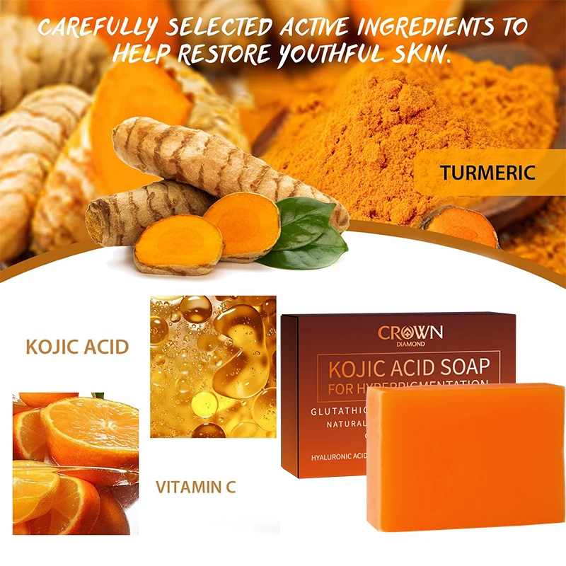 YIFUMEI 1/2Pcs Kojic Acid Soap Whitening Soap Handmade Skin Care Deep Cleaning Moisturizing Cleansing Essential Temperate Soap 5