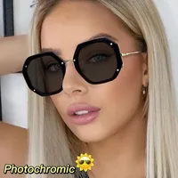 Lunettes photochromiques pour femmes, nouveau Design de marque à la mode, grand polygone, Anti lumière bleue, lecture sur ordinateur, hypermétropie, 2023 2