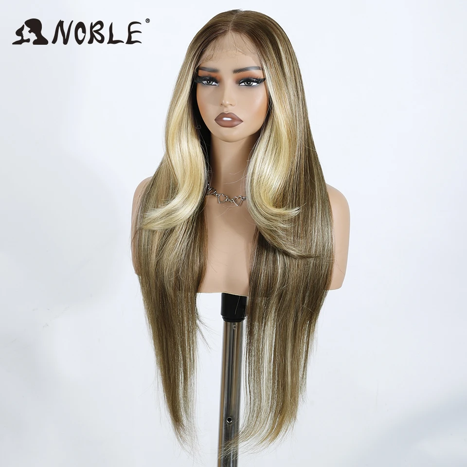 Noble Synthetic Lace Front Wig Straight Baby Hair Wig 13X4 Lace Bob Wig 22 Inch Synthetic Lace Wig blonde Wig For Women Lace Wig