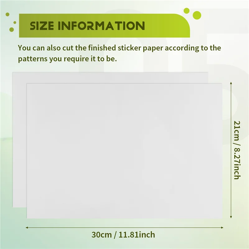 A12E-25 시트 인쇄용 비닐 스티커 용지 자체 접착 방수 매트 흰색 인쇄 용지 시트, 잉크젯 프린터 용