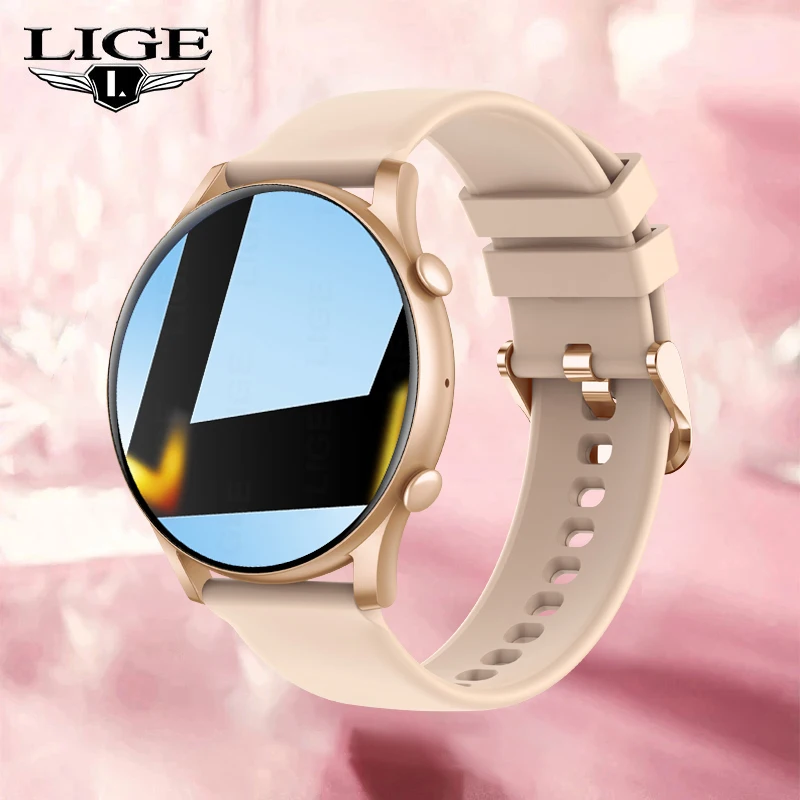LIGE-Relógio Inteligente para Mulheres, Chamada Bluetooth, Esporte Fitness, Controle de Voz AI, Pulseira Full Touch para Android, IOS Smartwatch, Novo