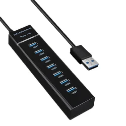 7 - Port USB Hub with Dual USB 3.0 and 2.0 Connectivity - Multi - Port Expander with Extended Cable for Computers and Laptops (2.0 USB)