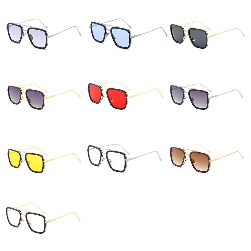 Luxury Fashion Tony Stark Style For Women Sunglasses Men Square Brand Design Sun Glasses Oculos Retro Male Iron Man oculos de