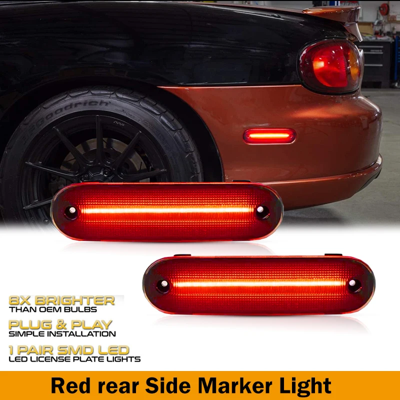 For Mazda Miata MX-5 MX5 1990-2005 Clear & Smoked Lens LED Side Marker Lamp Ambe