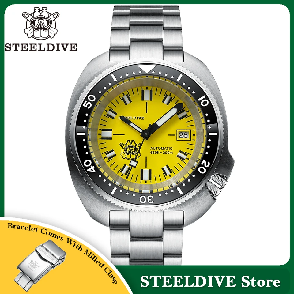 44mm Gehäuse gelbes Zifferblatt super leuchtende Steel dive Herren 