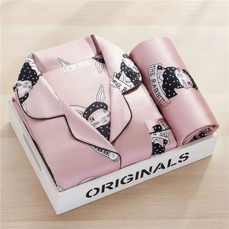 Pajama Sets Cotton Pyjamas Autumn Lapel Cardigan Long Pijama Cartoon Home Service 2-piece Set 2022pajamas for Women Kawaii Pajama Sleepwear victoria secret pajamas Pajama Sets