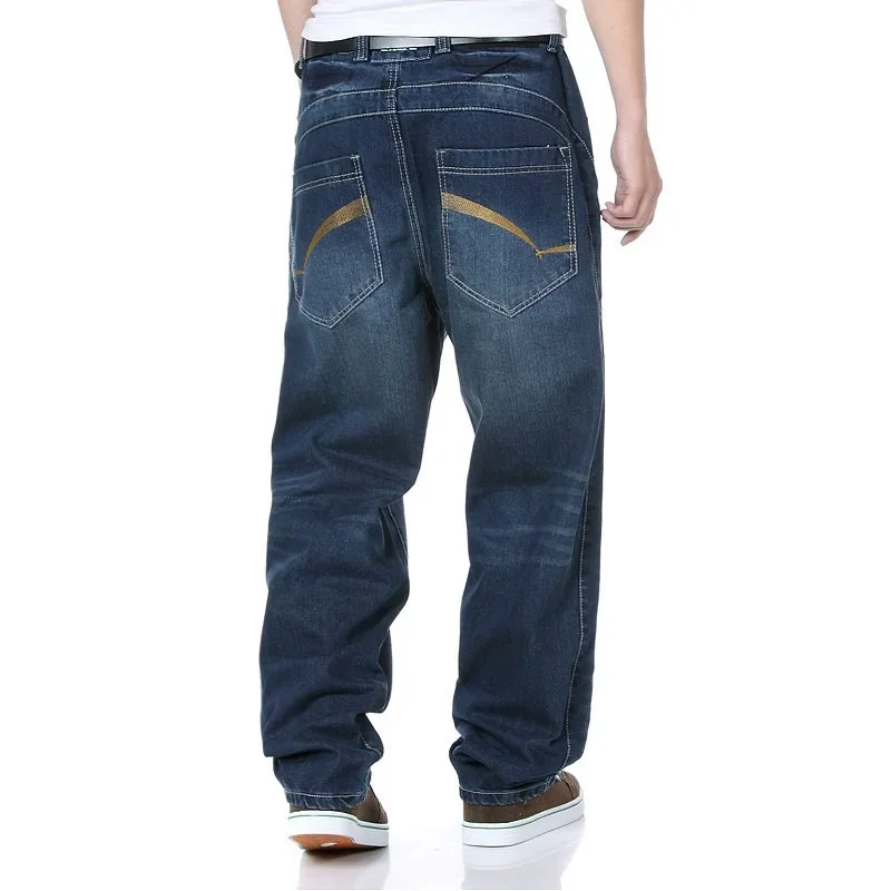 Men's Streetwear Baggy Jean Loose Big Size Y2K Street Fashion Wide Leg Pant Straight Male Harem Denim Trouser Oversize Hip Hop wide leg pants