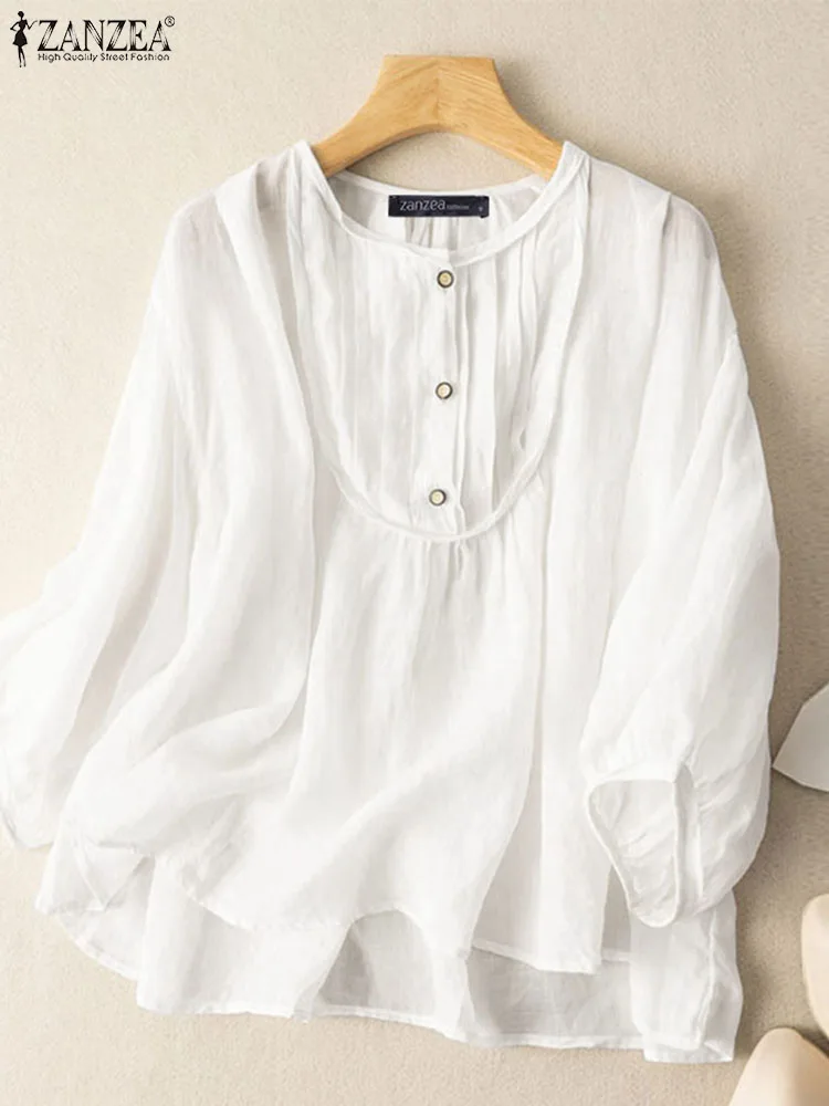 

Элегантная женская блузка ZANZEA, летняя Модная рубашка с длинным рукавом, топы, повседневные рабочие блузы, Женская Праздничная блузка, туника