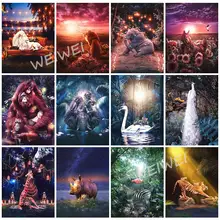 New Arrival 5D Diy Diamond Embroidery Harmonious Natural Animal World Mosaic Picture of Rhinestones Diamond Painting Wall Decor