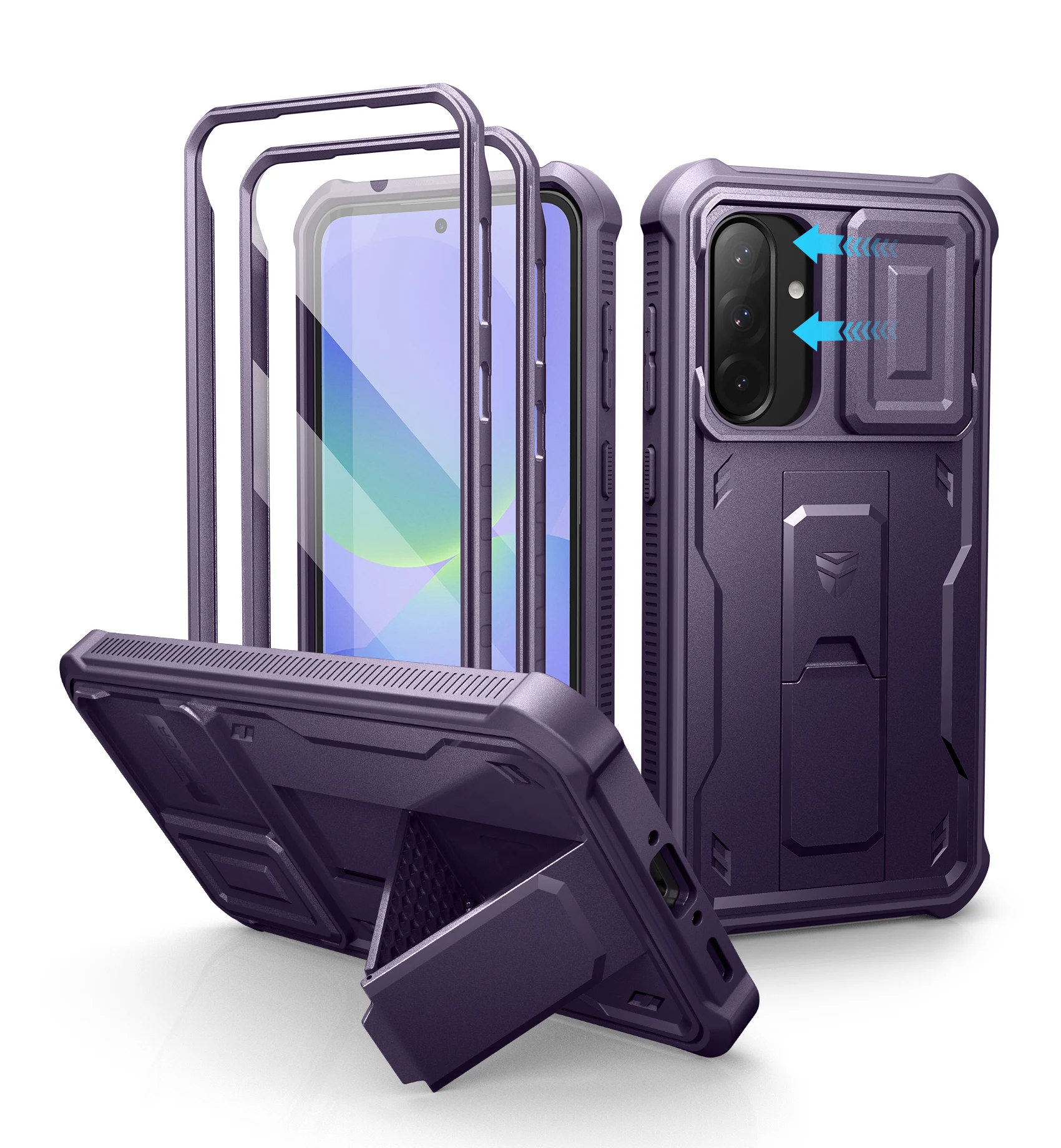 Heavy Duty Shockproof Phone Case with Built-in Magnetic Sliding Camera Cover