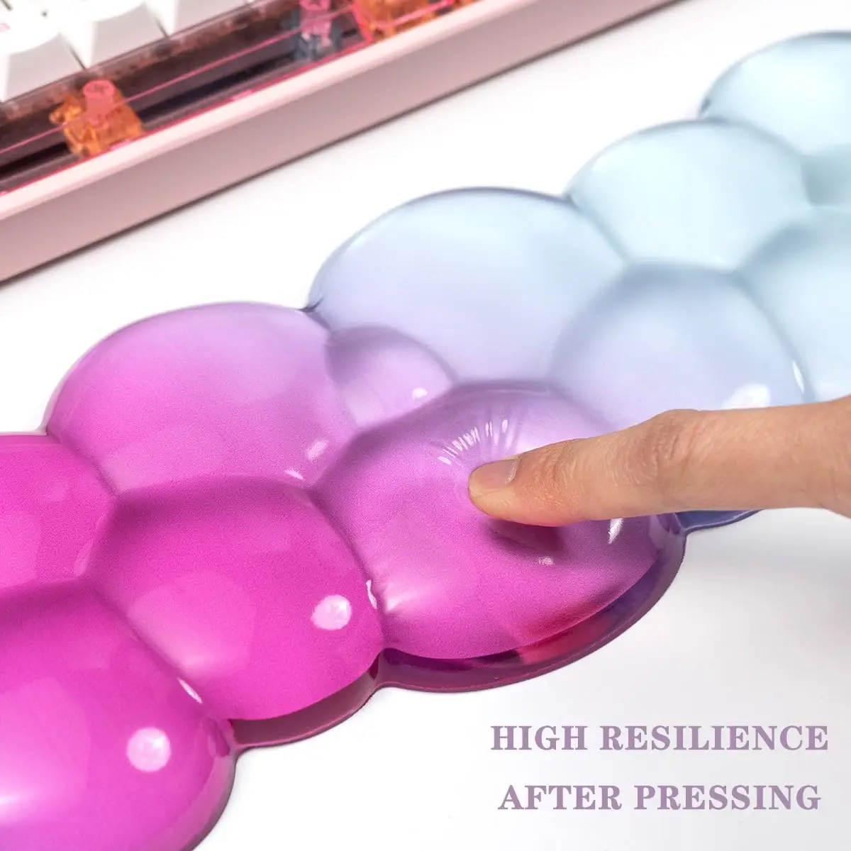 Ergonomic Cloud Silicone Gel Keyboard and Mouse Wrist Rest Set Clear Wrist Rest for Keyboard 60%/68%/75%